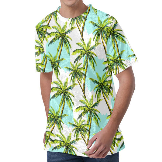 Palm Tree Tropical Pattern Print Men's Velvet T-Shirt