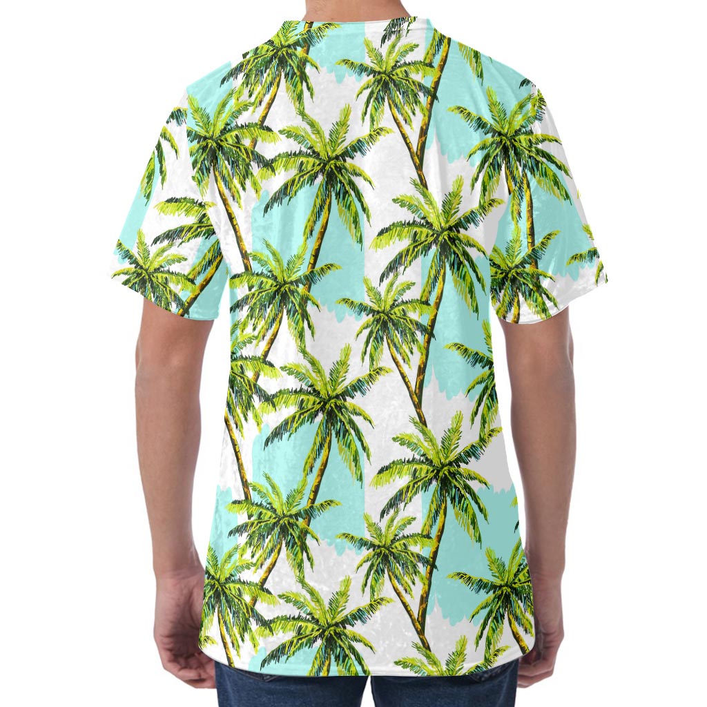 Palm Tree Tropical Pattern Print Men's Velvet T-Shirt