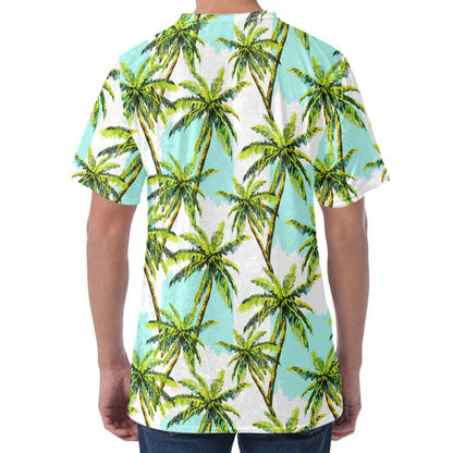 Palm Tree Tropical Pattern Print Men's Velvet T-Shirt