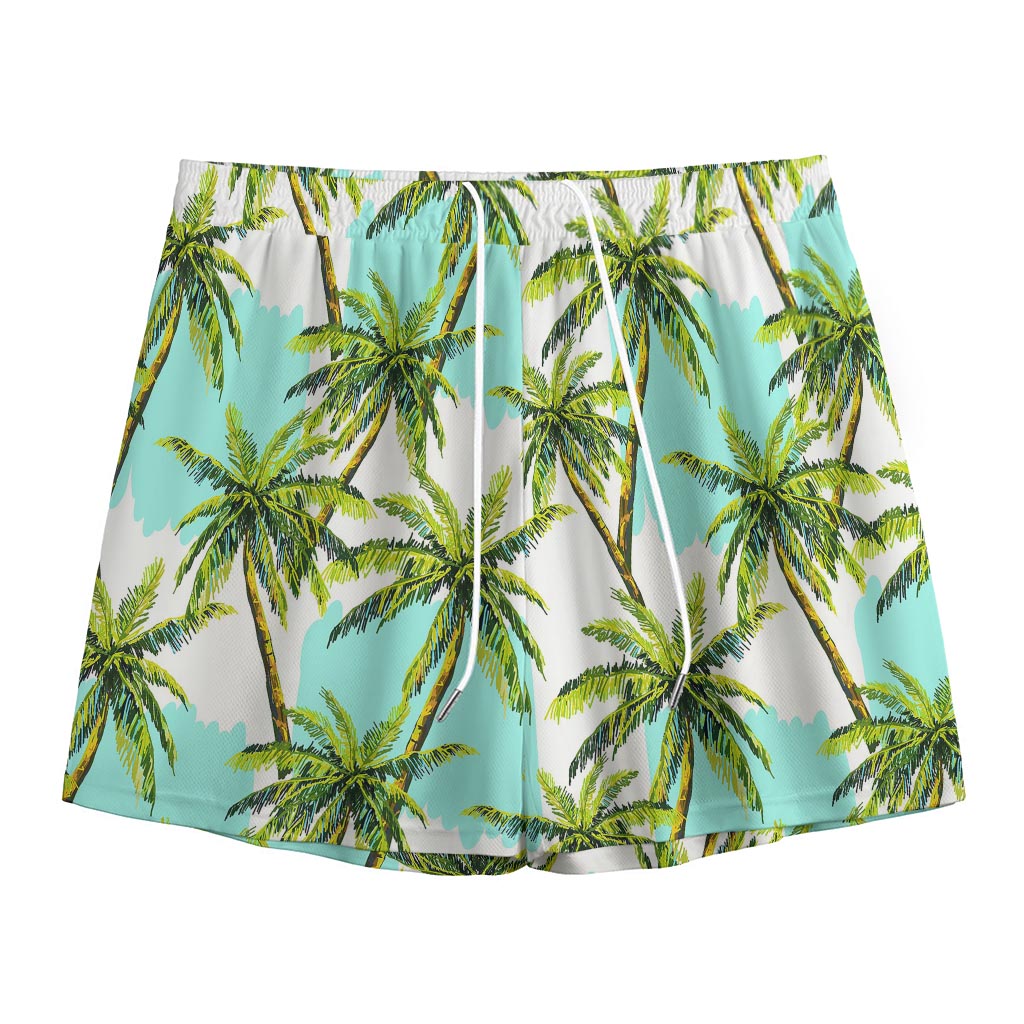 Palm Tree Tropical Pattern Print Mesh Shorts