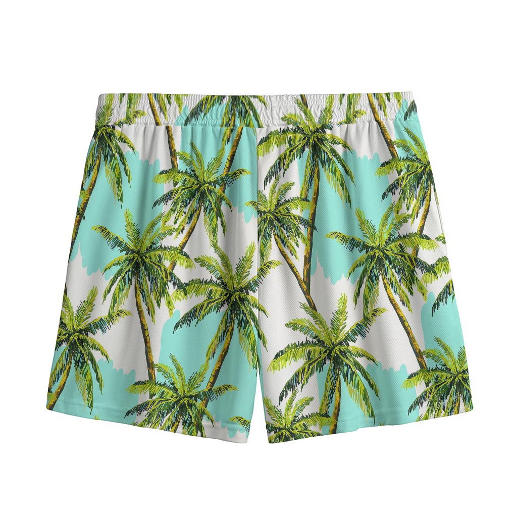 Palm Tree Tropical Pattern Print Mesh Shorts