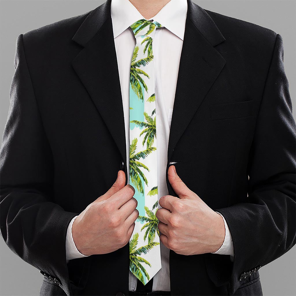 Palm Tree Tropical Pattern Print Necktie