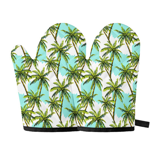 Palm Tree Tropical Pattern Print Oven Mitts
