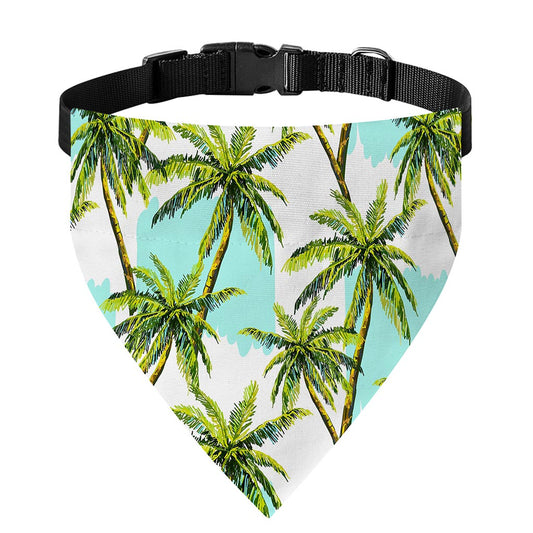 Palm Tree Tropical Pattern Print Over The Collar Dog Bandana