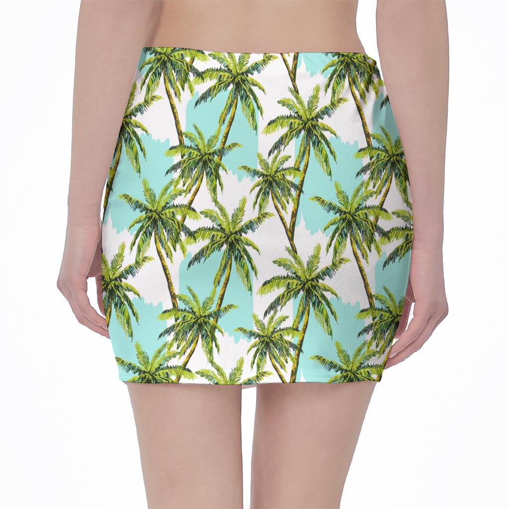 Palm Tree Tropical Pattern Print Pencil Mini Skirt