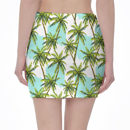 Palm Tree Tropical Pattern Print Pencil Mini Skirt