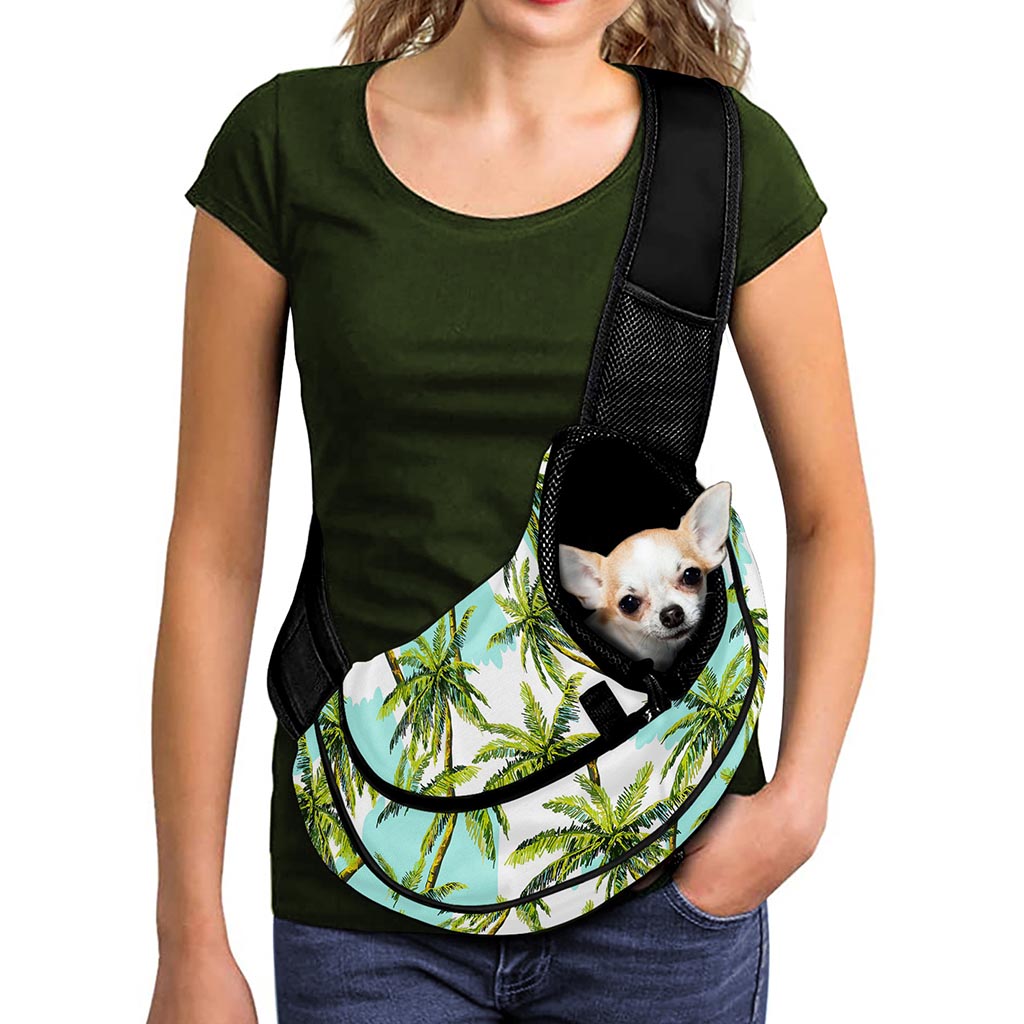 Palm Tree Tropical Pattern Print Pet Sling Carrier