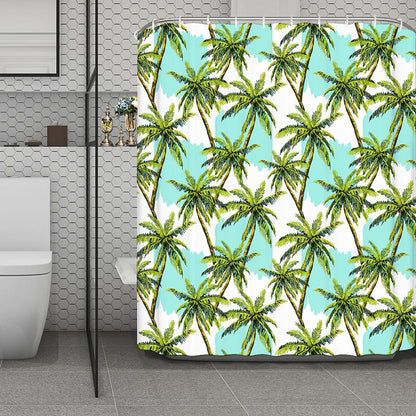 Palm Tree Tropical Pattern Print Polyester Shower Curtain