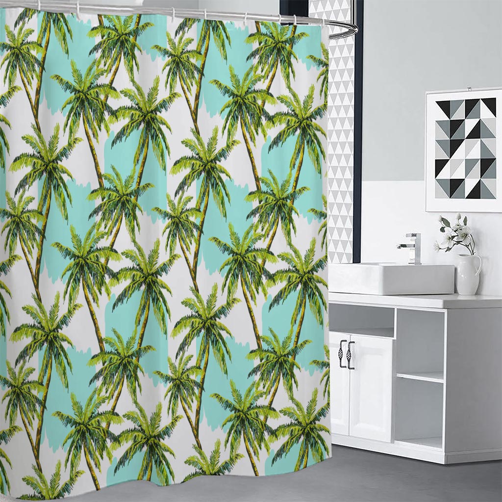 Palm Tree Tropical Pattern Print Premium Shower Curtain