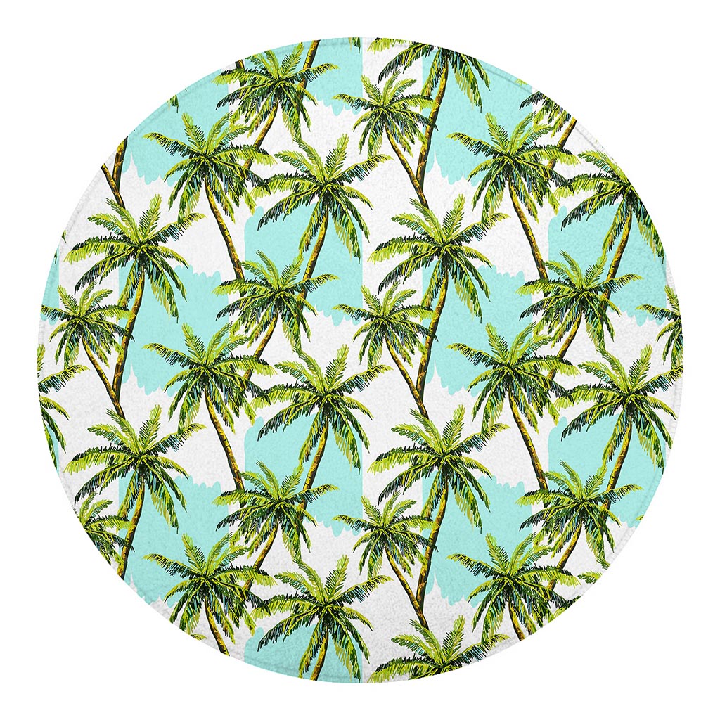 Palm Tree Tropical Pattern Print Round Blanket