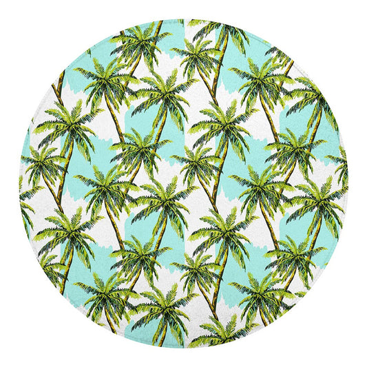 Palm Tree Tropical Pattern Print Round Blanket