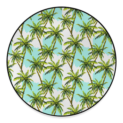 Palm Tree Tropical Pattern Print Round Floor Mat