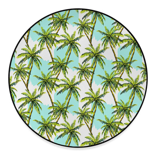 Palm Tree Tropical Pattern Print Round Floor Mat