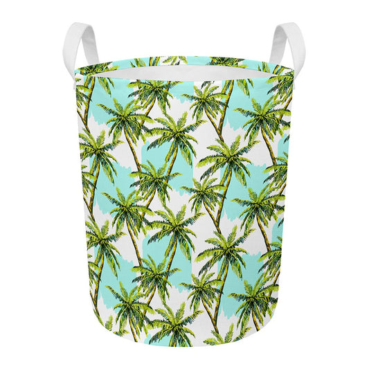 Palm Tree Tropical Pattern Print Round Laundry Basket