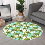 Palm Tree Tropical Pattern Print Round Rug