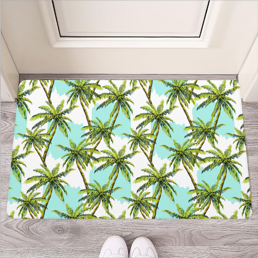 Palm Tree Tropical Pattern Print Rubber Doormat