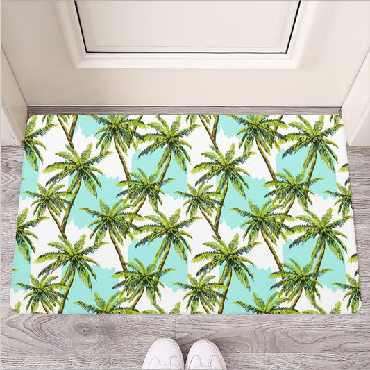 Palm Tree Tropical Pattern Print Rubber Doormat