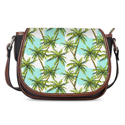 Palm Tree Tropical Pattern Print Saddle Bag