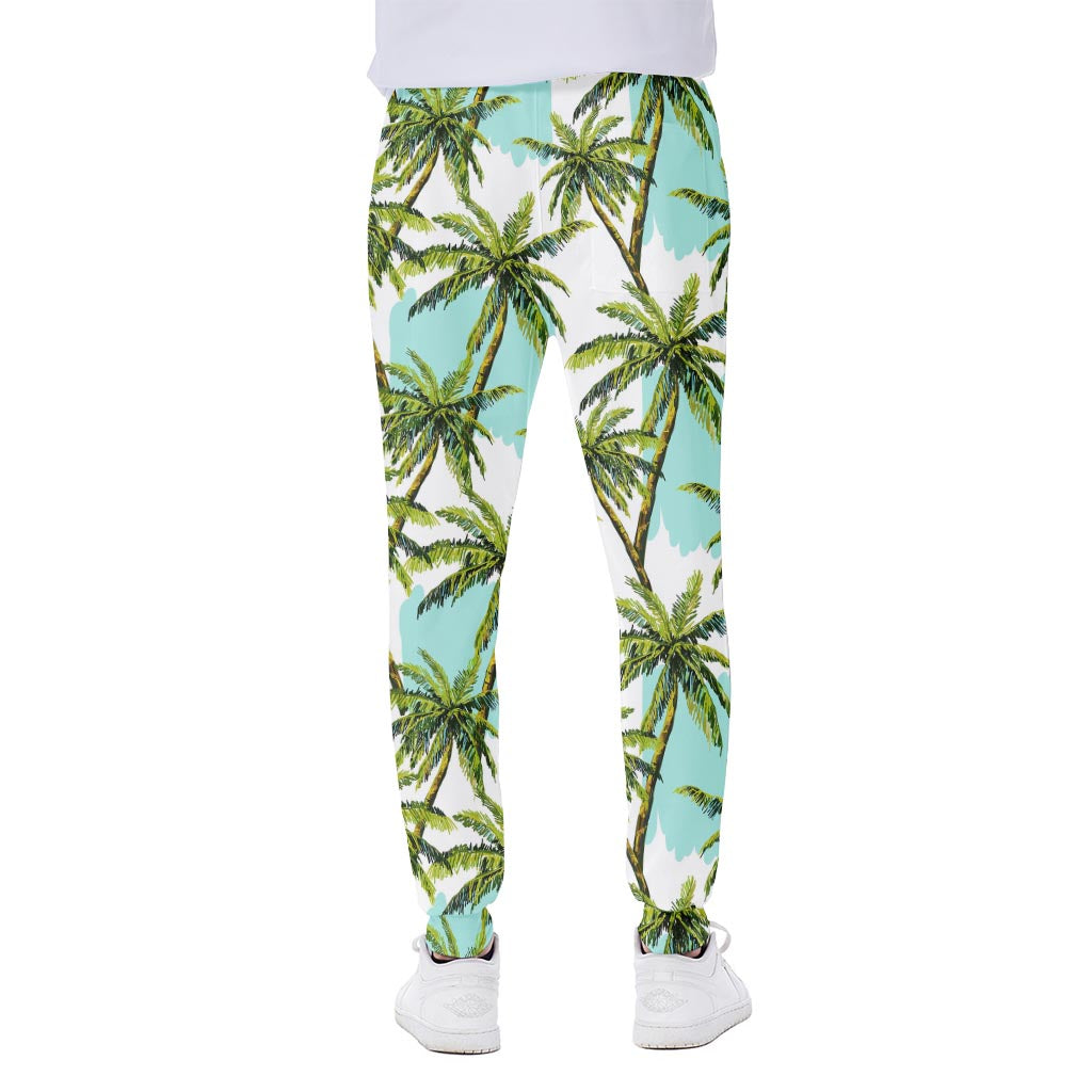 Palm Tree Tropical Pattern Print Scuba Joggers