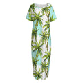Palm Tree Tropical Pattern Print Short Sleeve Long Nightdress