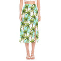 Palm Tree Tropical Pattern Print Side Slit Midi Skirt