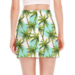 Palm Tree Tropical Pattern Print Side Slit Mini Skirt