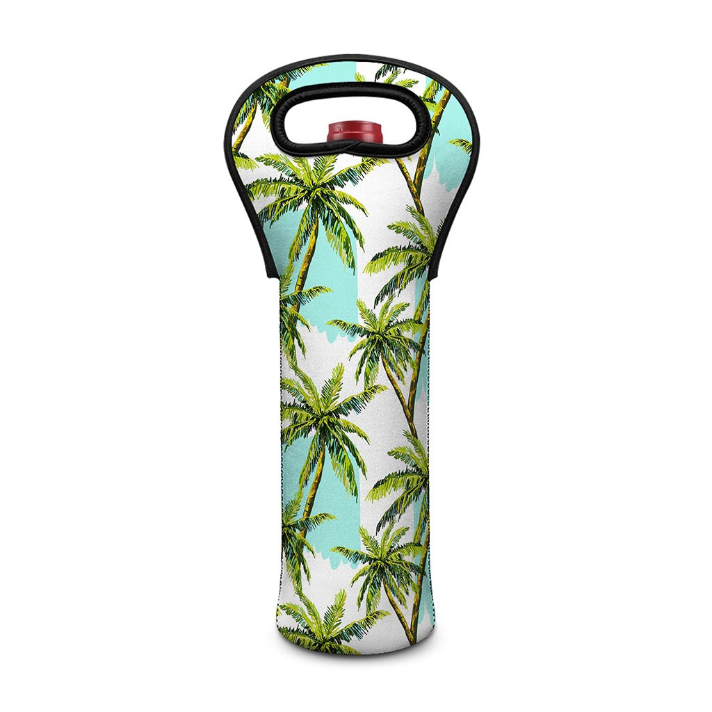 Palm Tree Tropical Pattern Print Single Neoprene Wine Tote