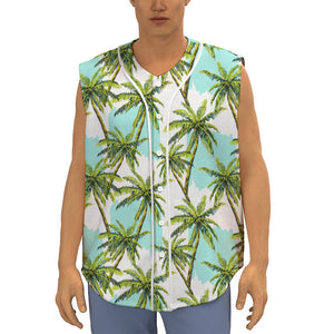 Palm Tree Tropical Pattern Print Sleeveless Baseball Jersey