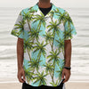 Palm Tree Tropical Pattern Print Textured Short Sleeve Shirt