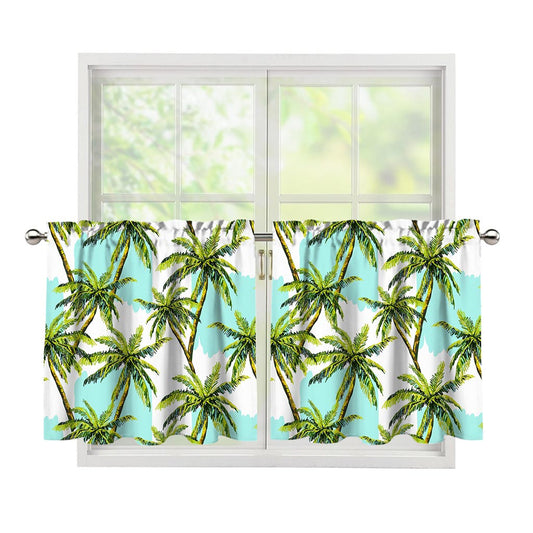 Palm Tree Tropical Pattern Print Tier Curtains