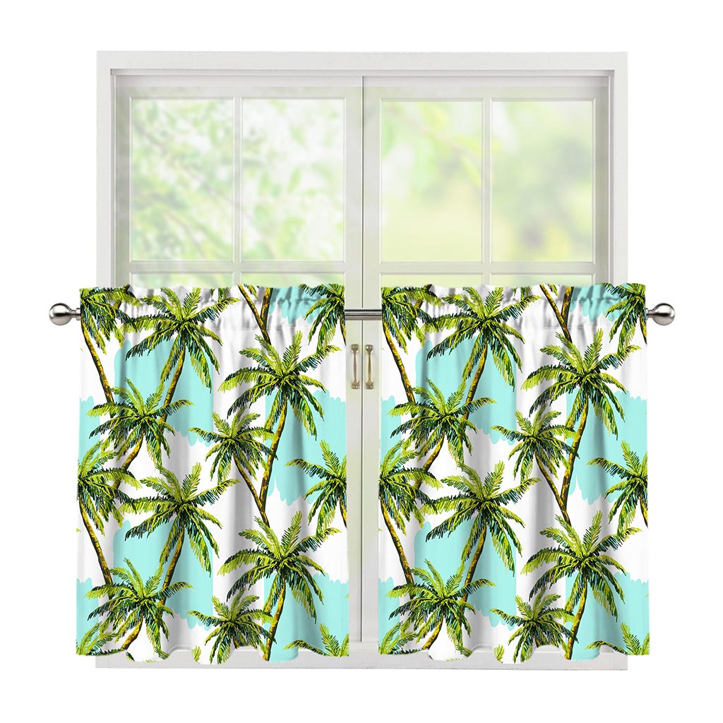 Palm Tree Tropical Pattern Print Tier Curtains