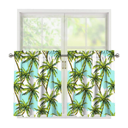 Palm Tree Tropical Pattern Print Tier Curtains
