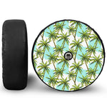 Palm Tree Tropical Pattern Print Tire Cover With Camera Hole