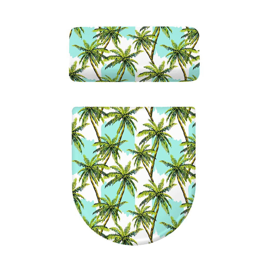 Palm Tree Tropical Pattern Print Toilet Lid And Tank Cover Set