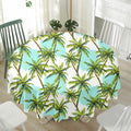 Palm Tree Tropical Pattern Print Waterproof Round Tablecloth