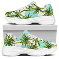 Palm Tree Tropical Pattern Print White Chunky Shoes