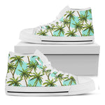 Palm Tree Tropical Pattern Print White High Top Sneakers