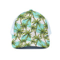 Palm Tree Tropical Pattern Print White Mesh Trucker Hat