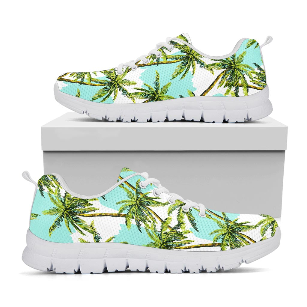Palm Tree Tropical Pattern Print White Running Shoes