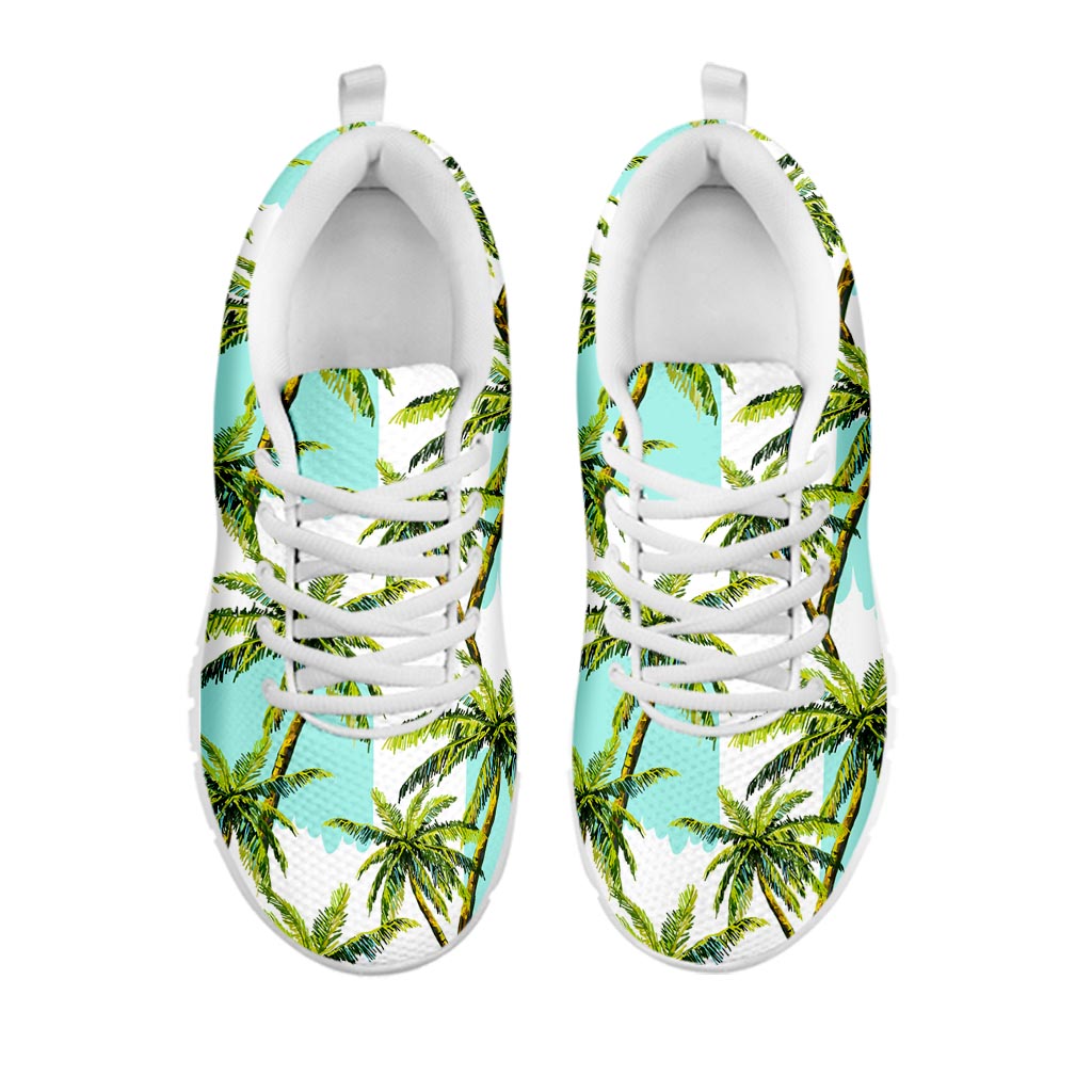 Palm Tree Tropical Pattern Print White Running Shoes