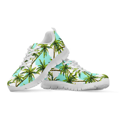 Palm Tree Tropical Pattern Print White Running Shoes