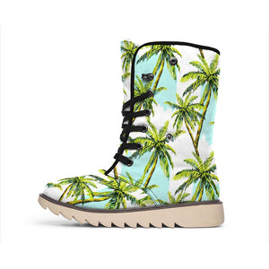 Palm Tree Tropical Pattern Print Winter Boots