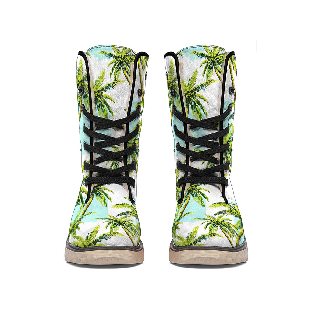 Palm Tree Tropical Pattern Print Winter Boots