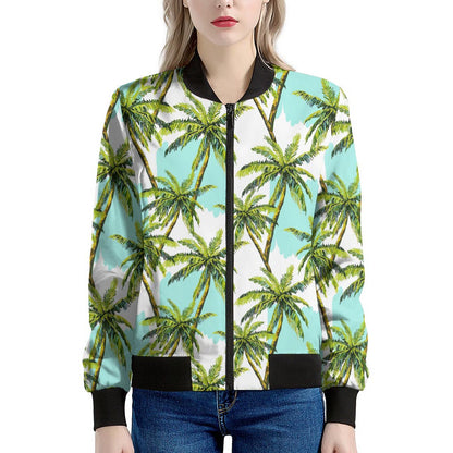 Palm Tree Tropical Pattern Print Women's Bomber Jacket