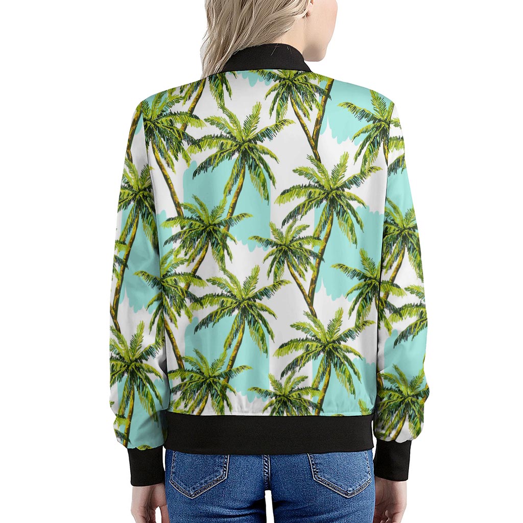Palm Tree Tropical Pattern Print Women's Bomber Jacket