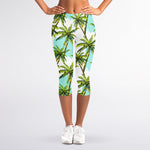 Palm Tree Tropical Pattern Print Women's Capri Leggings