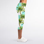 Palm Tree Tropical Pattern Print Women's Capri Leggings