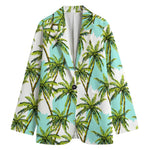 Palm Tree Tropical Pattern Print Women's Cotton Blazer
