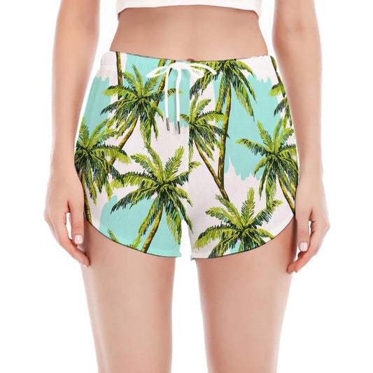 Palm Tree Tropical Pattern Print Women's Split Running Shorts