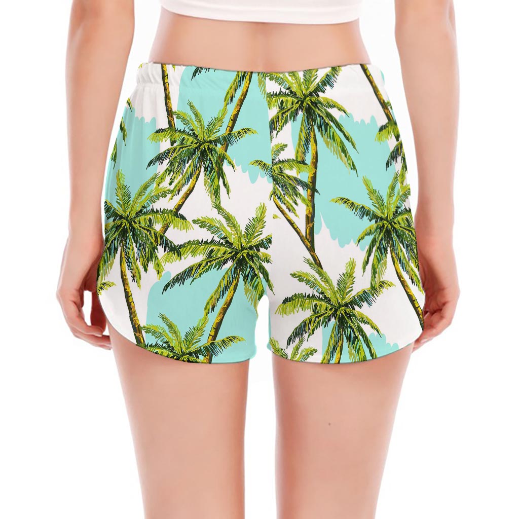 Palm Tree Tropical Pattern Print Women's Split Running Shorts